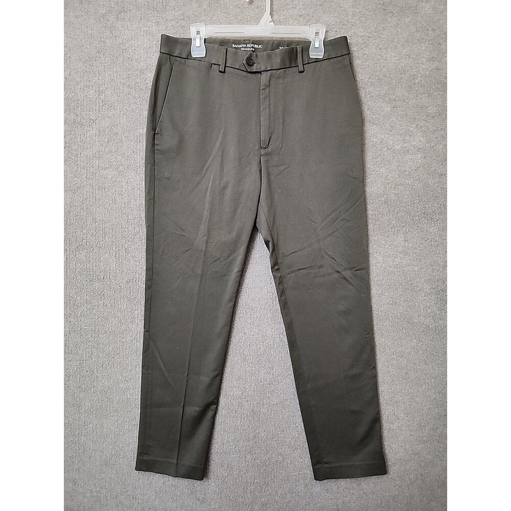 Banana Republic Traveler Pants Mens 32x30 Olive Green Slim Fit Stretch